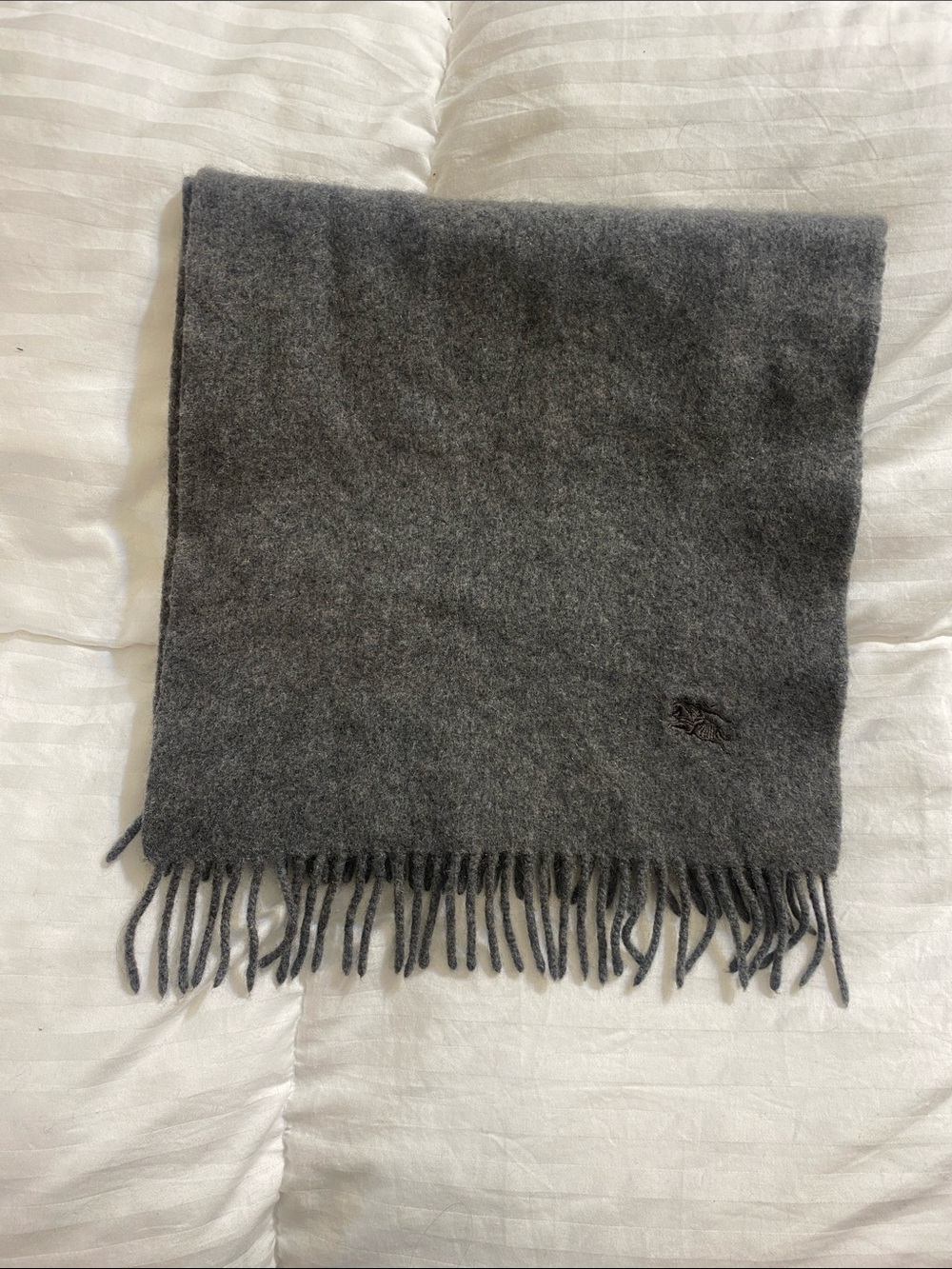 Vintage Burberry Grey Men’s Cashmere Scarf